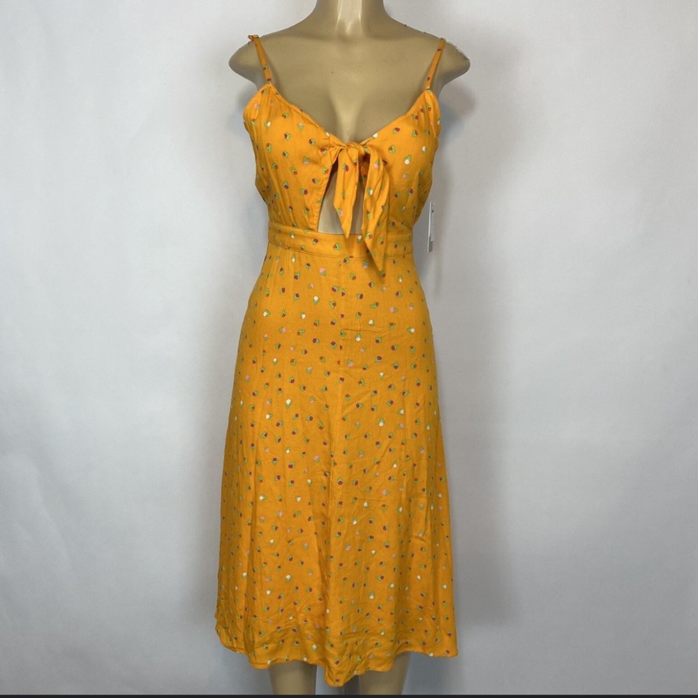 NWT Floral Retro Knot Front Cut Out Midi Sun Dress- Small - Picture 2 of 10